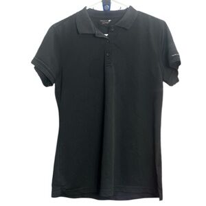 TOWN & COUNTRY Solid Black Short Sleeve Shirt Men Button Chest Lightweight Polo